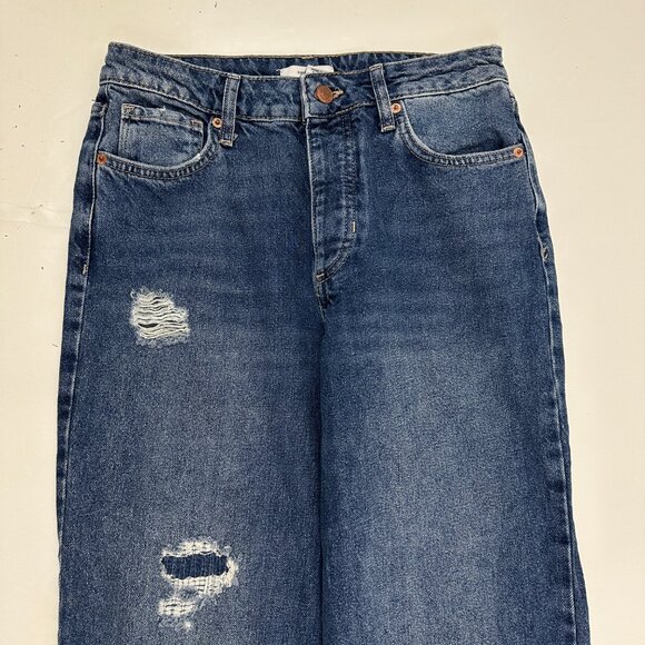 Forever 21 Button Fly Distressed Straight Women's size 26 Dark Blue Denim Jeans - Picture 2 of 5